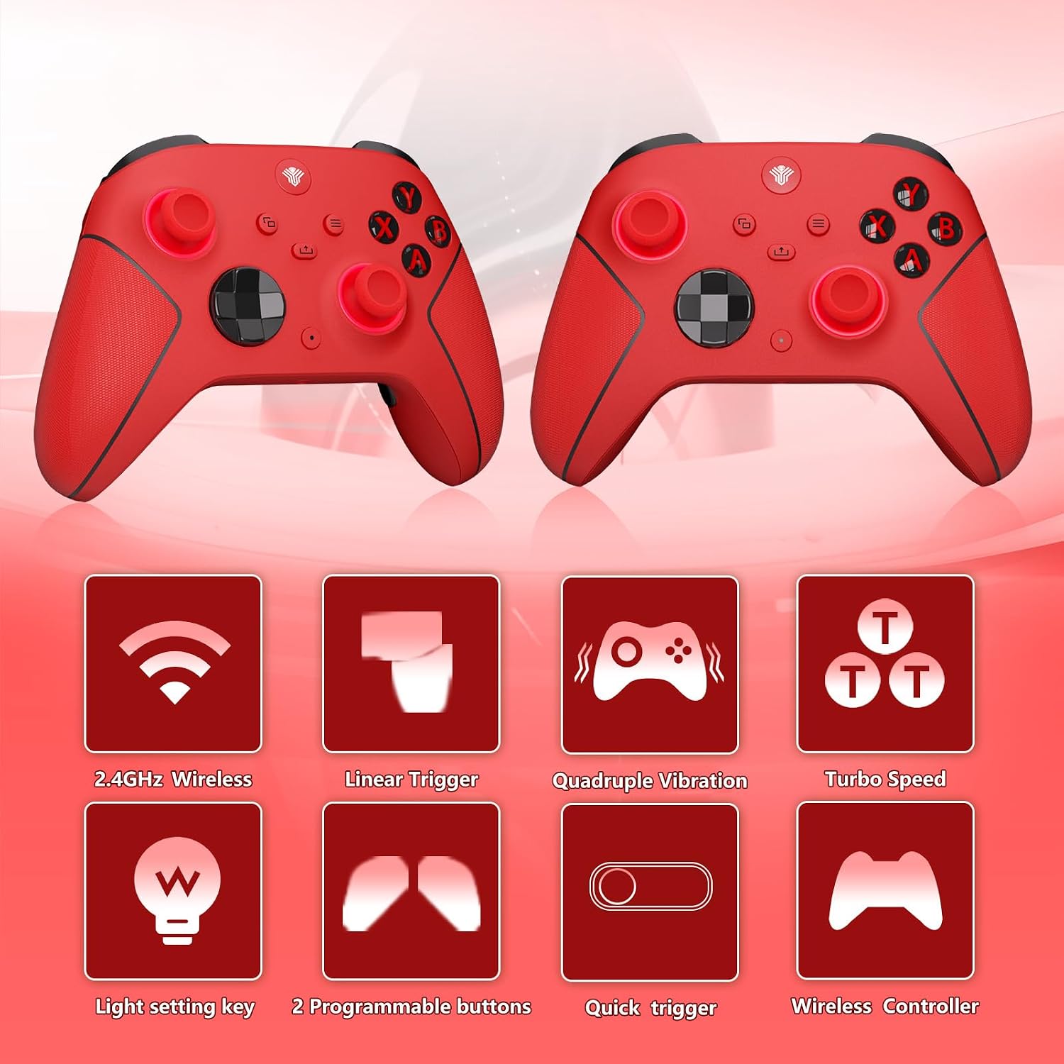 Detalle 2 de SZDILONG 2.4GHz Wireless Controller for Xbox & PC — 7-Color RGB, 1000mAh Battery, Programmable Back Buttons, Turbo, Hall Effect Sticks