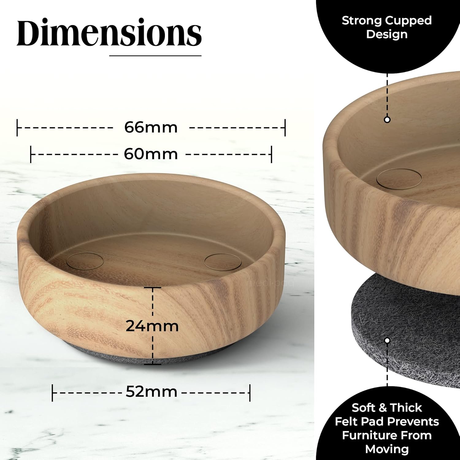 Thumbnail 3 de Medipaq Felt Castor Cups 60mm for Chairs
