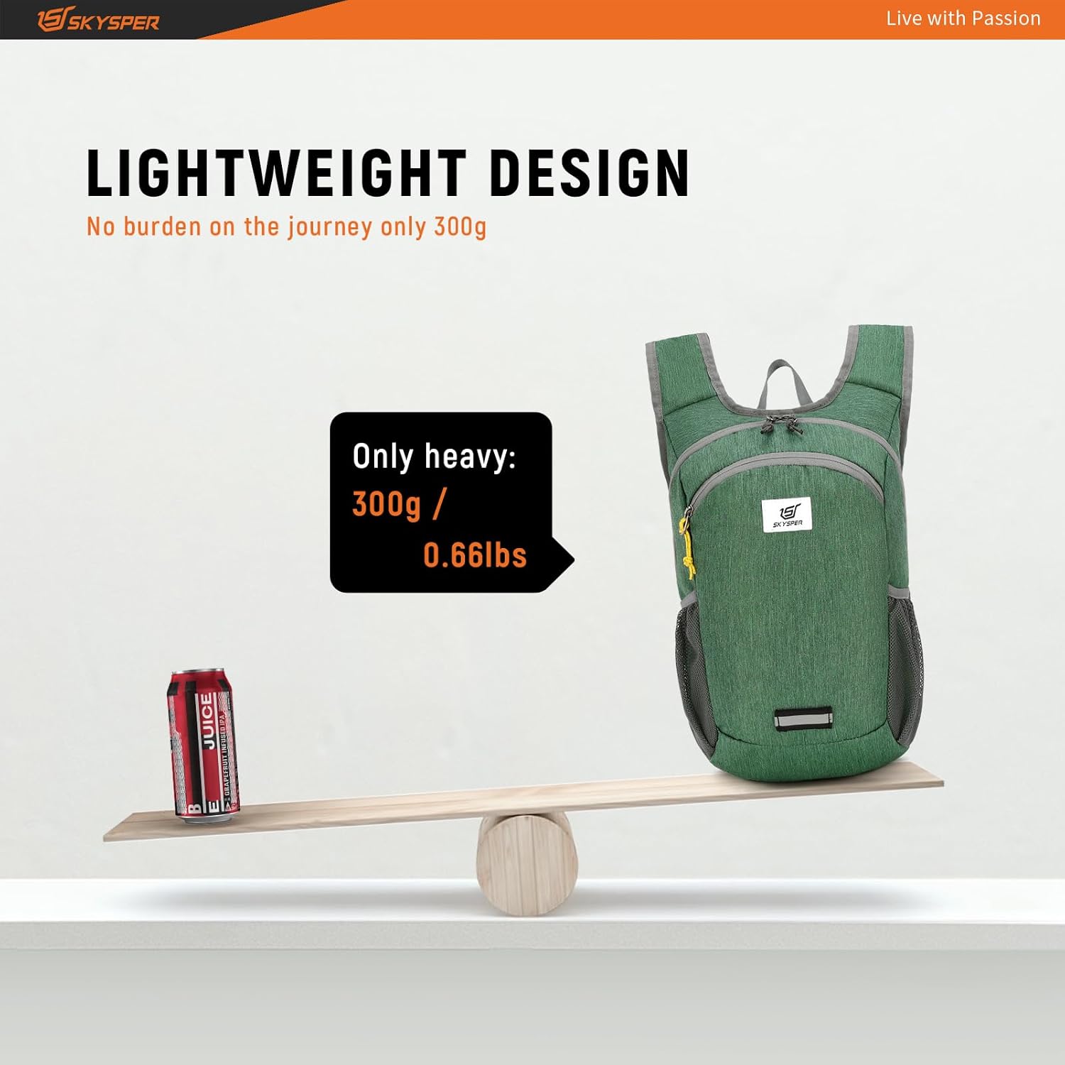 Detalle de SKYSPER 10L Hiking Backpack: Lightweight, Foldable Daypack for Everyday Adventures