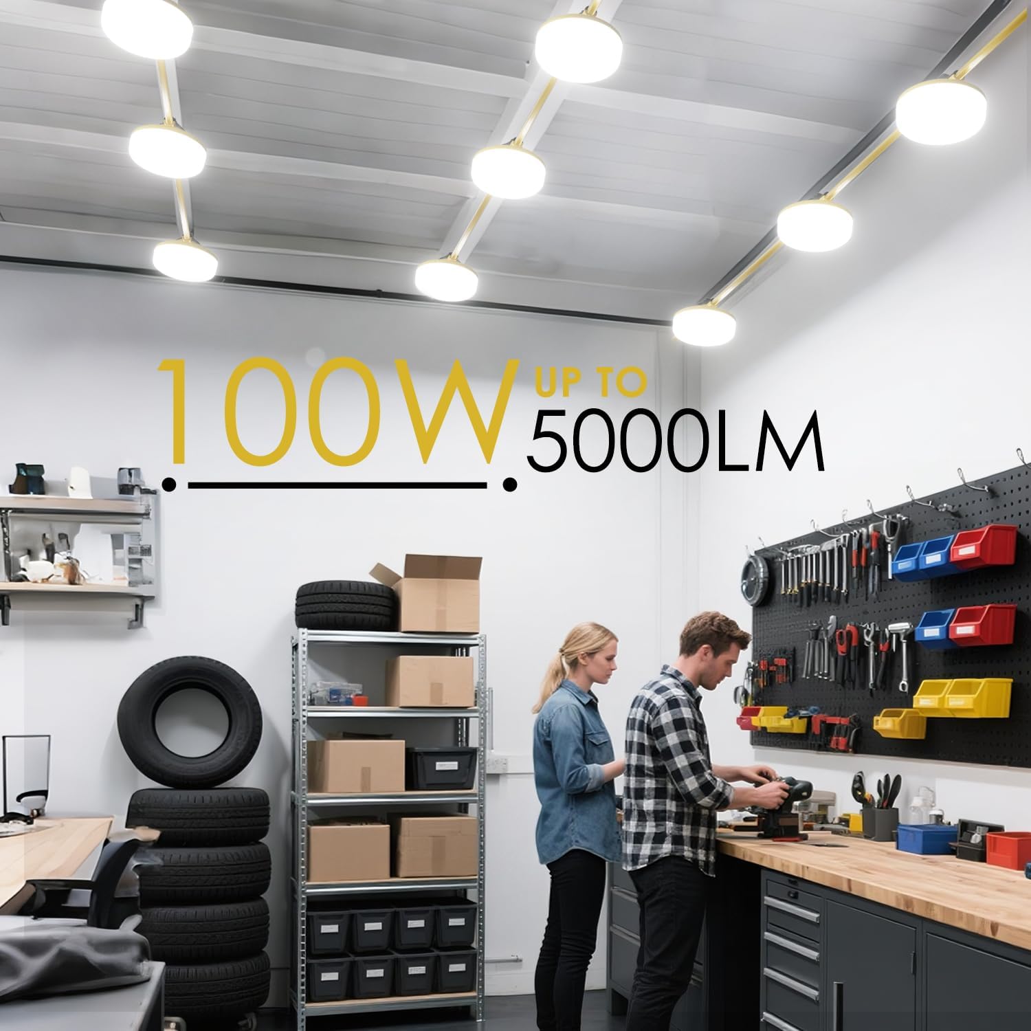 Thumbnail 1 de RUISUN LED Construction String Lights, 100FT, 10,000 lm, 5000K, 100W