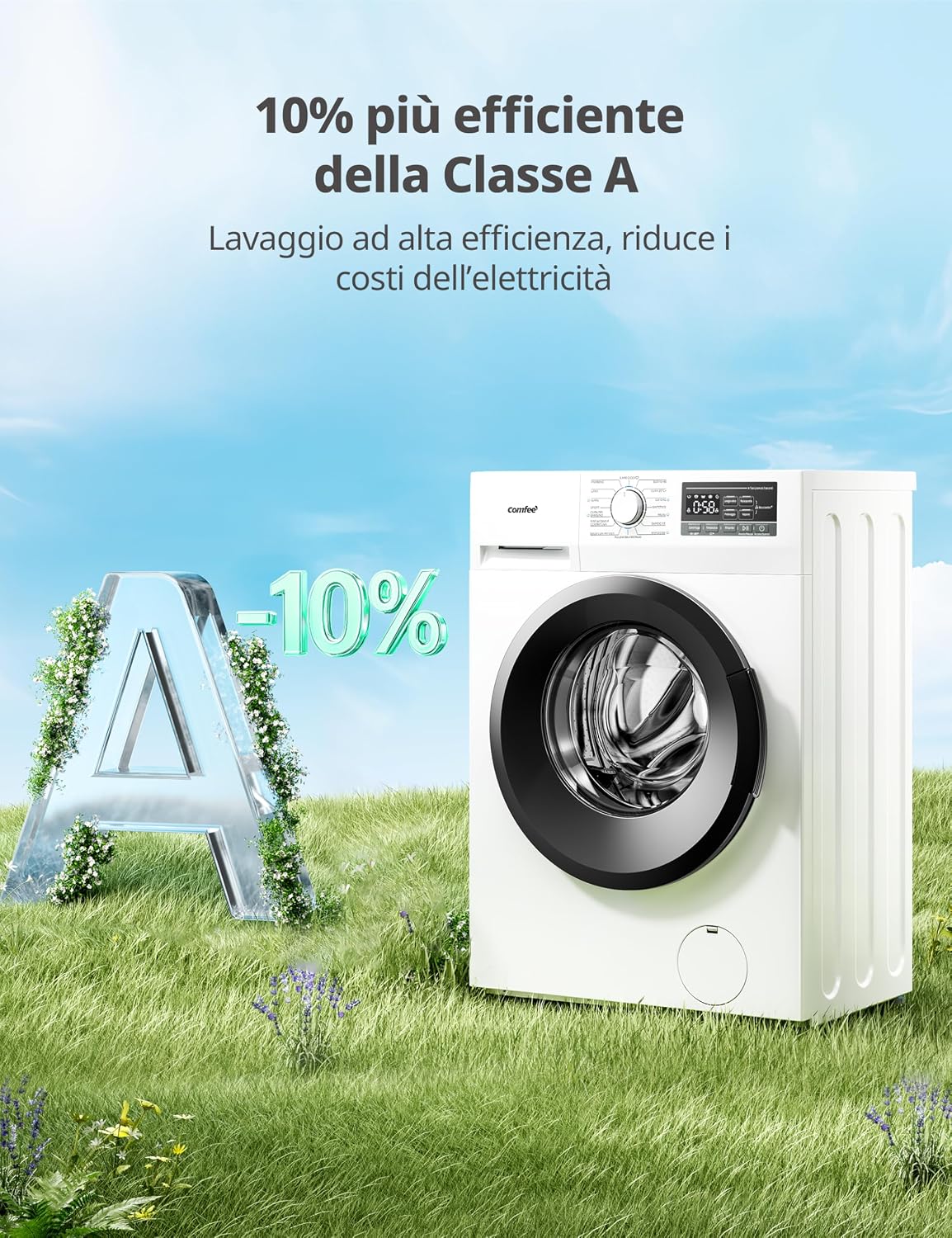 Detalle 2 de COMFEE' Lavatrice Ultra Slim 6 kg – profondità 40 cm, motore BLDC, Classe A-10%