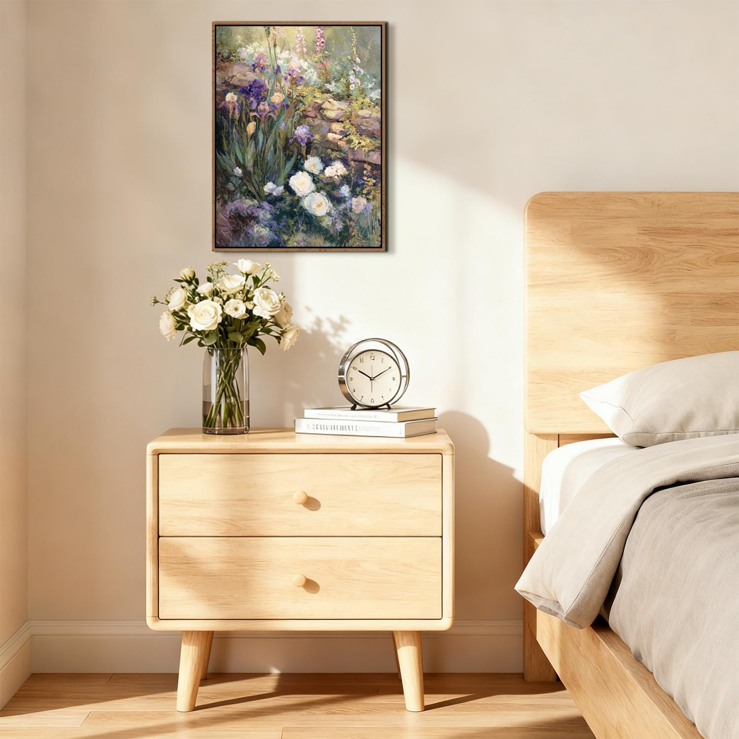 Thumbnail 3 de Framed Abstract Floral Wall Art – Rustic Vintage Farmhouse Botanical Landscape, 12x16
