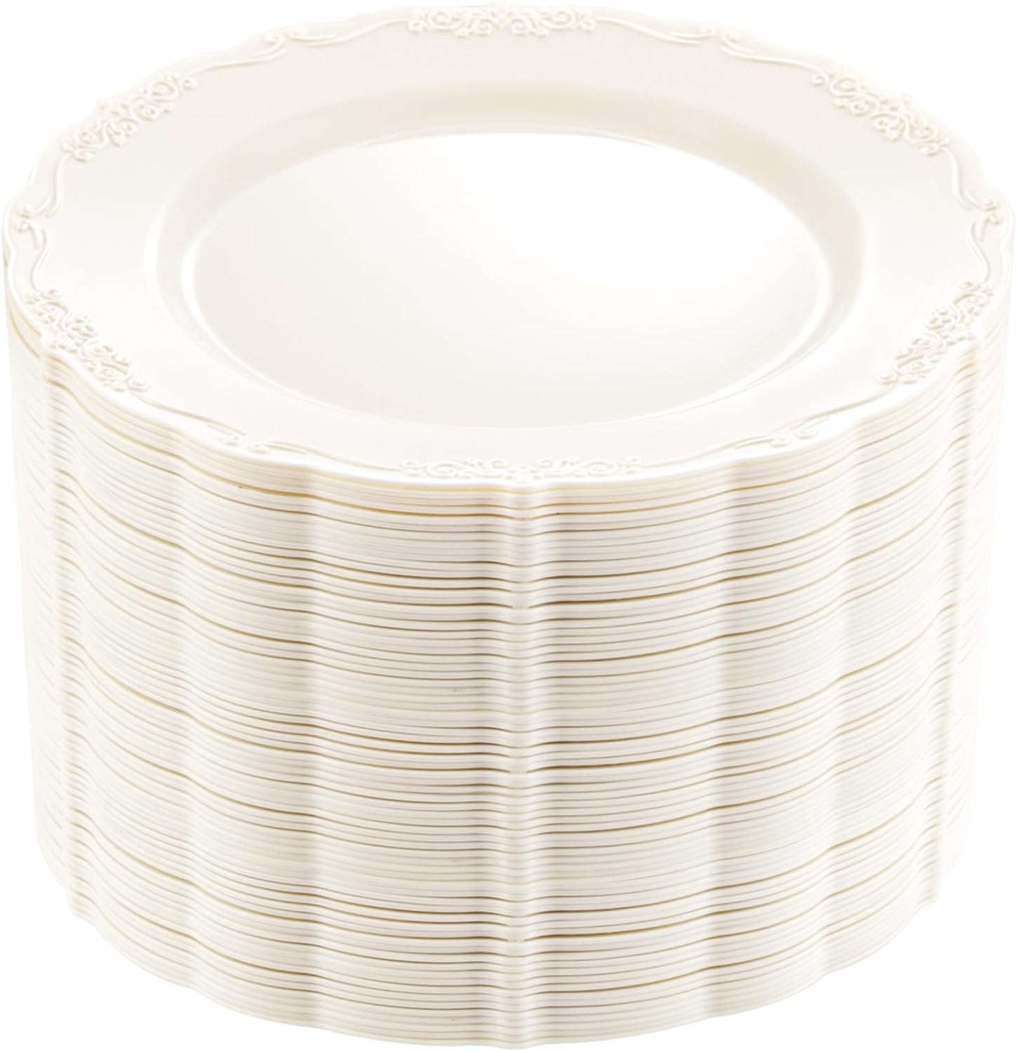 Detalle de DaYammi 60PCS Ivory Plastic Plates – Heavy Duty 7.5 inch Party Plates (Disposable) for Weddings, Birthdays, and More