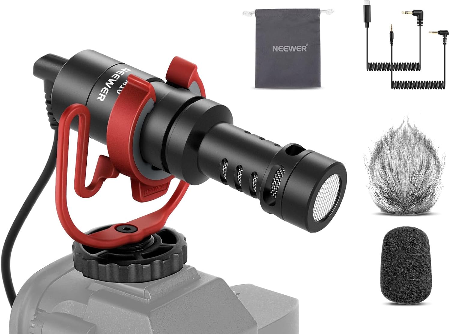 Neewer Microfono Vlog Plug & Play mini supercardioide TRS 3,5 mm + USB‑C OTG