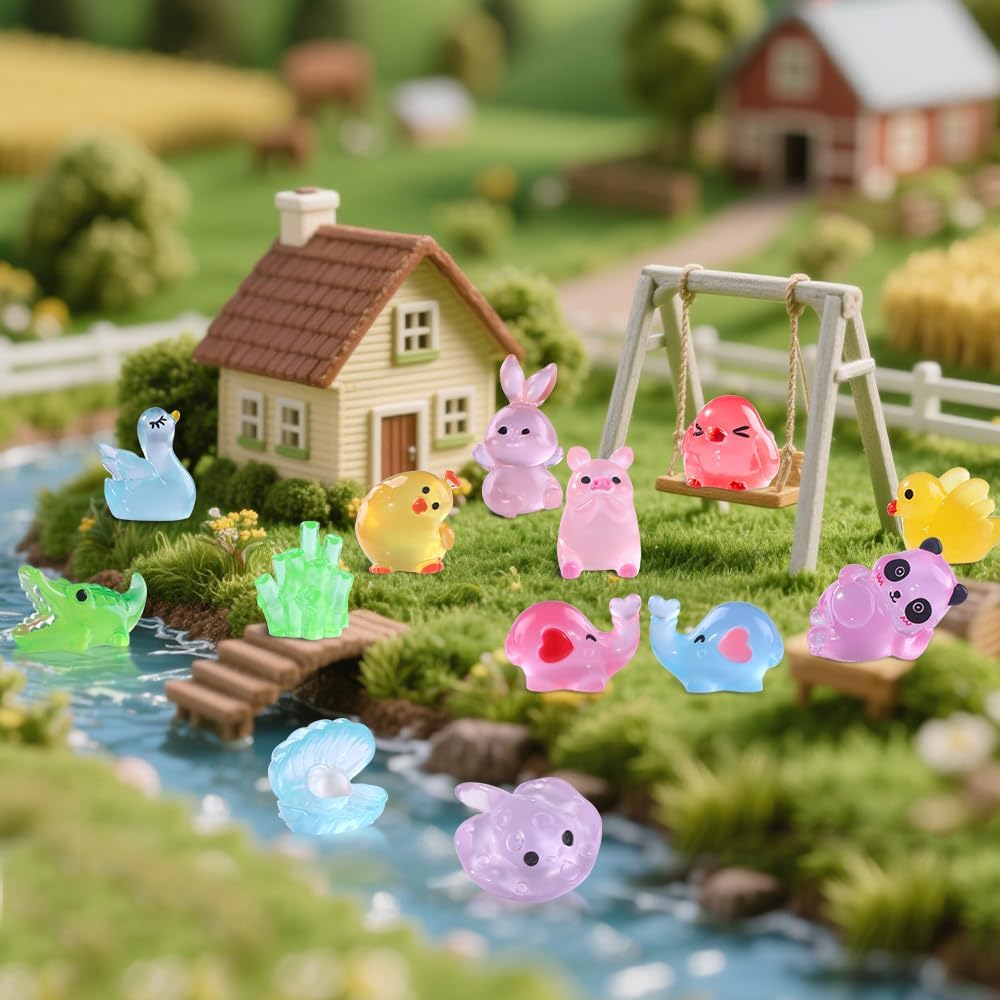 Thumbnail 6 de XIMISHOP 164PCS Mini Luminous Resin Animals 🐻