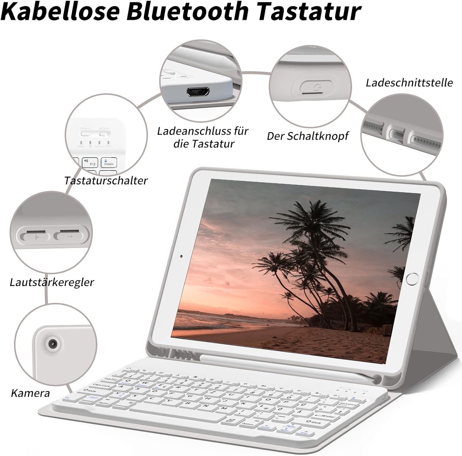 Thumbnail 2 de ZOYU Hülle mit Tastatur für iPad 9. Generation / 8. Generation / 7. Generation 10,2 Zoll – Grau