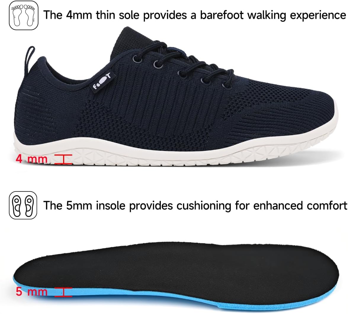 Detalle de Geweo Barfuß Schuhe Damen & Herren – Breite Zehenbox, Zero-Drop, rutschfest, atmungsaktiv
