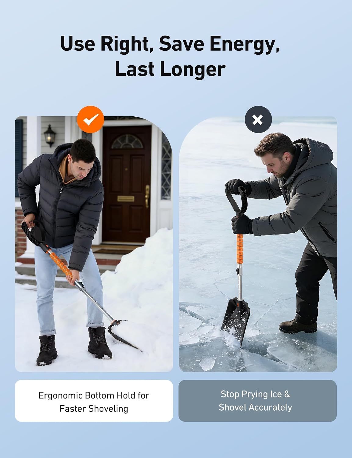 Detalle de AstroAI Lightweight Snow Shovel 1.75 lb ๐