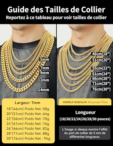 Thumbnail 5 de Chaine Homme Acier Inoxydable Cubaine 71 cm – ChainsHouse, maille cubaine massif 6 mm