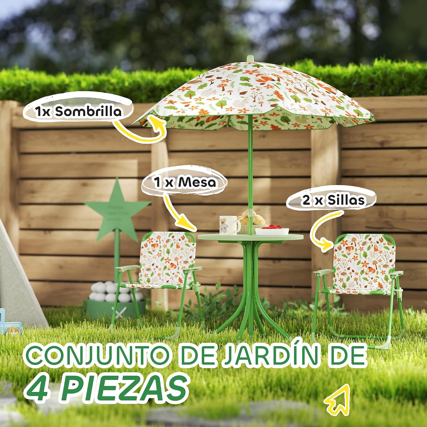 Detalle de AIYAPLAY Conjunto mesa y sillas infantil 4 piezas