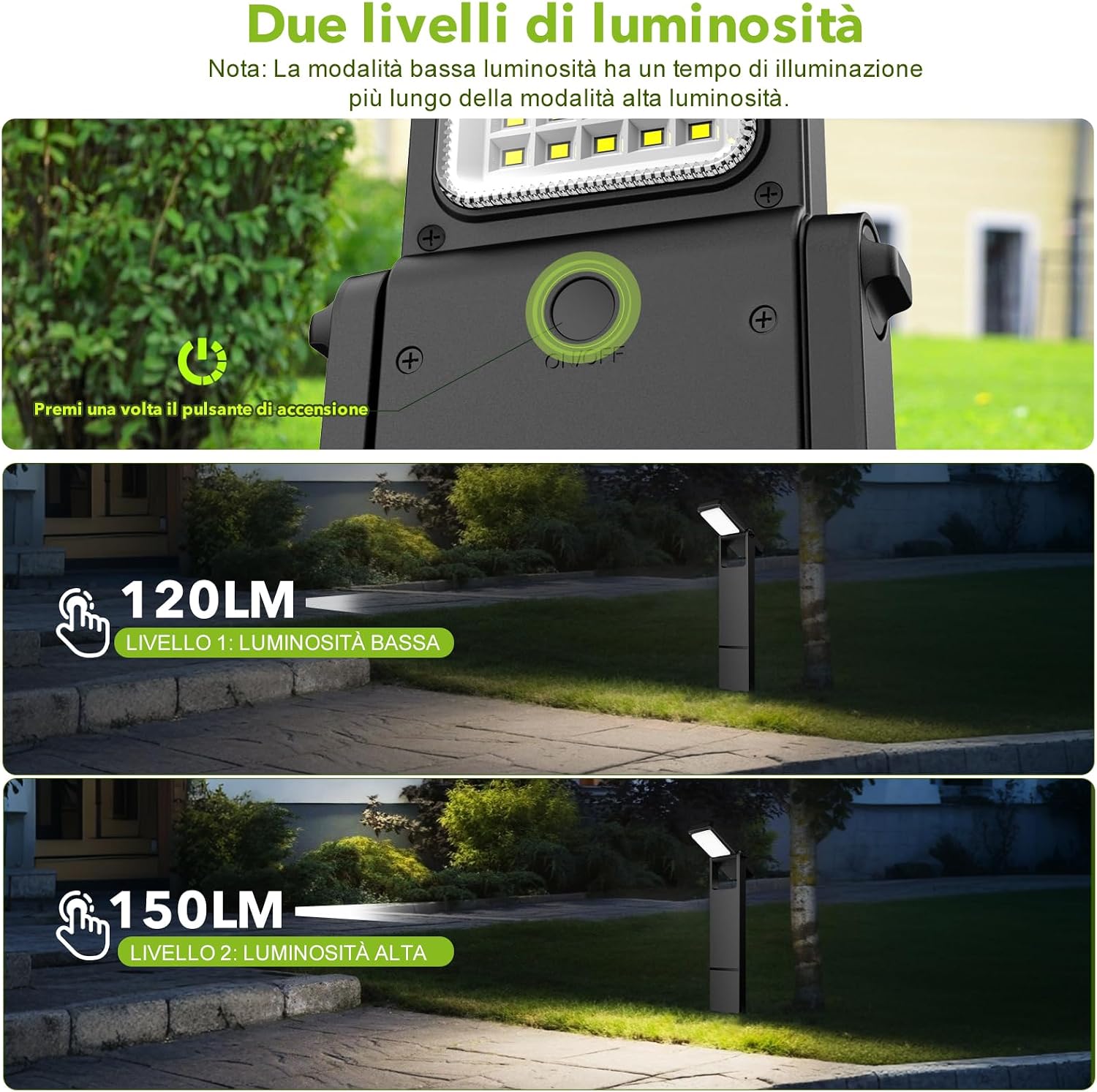 Thumbnail 2 de OUSFOT Luci Solari da Giardino 6 pezzi con 40 LED, 2 livelli di luminosità e sensore crepuscolare IP65