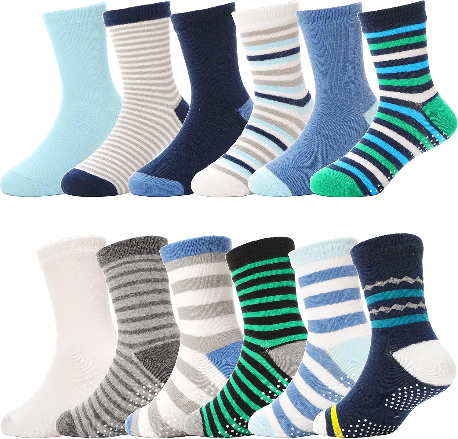 Detalle de ANTSANG Stoppersocken für Kinder & Baby-Jungen (Anti-Rutsch, Baumwolle) – 12 Paar