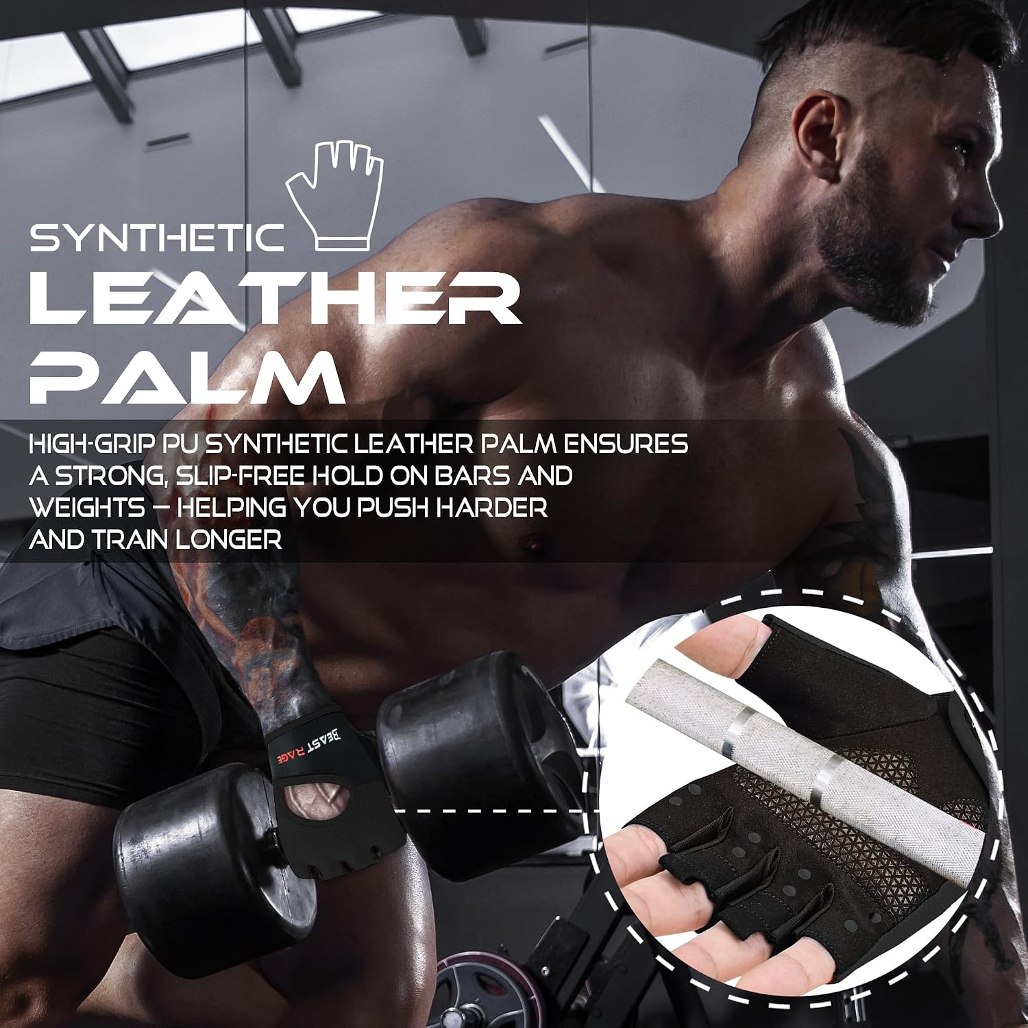 Detalle 2 de Beast Rage Fingerless Workout Gloves