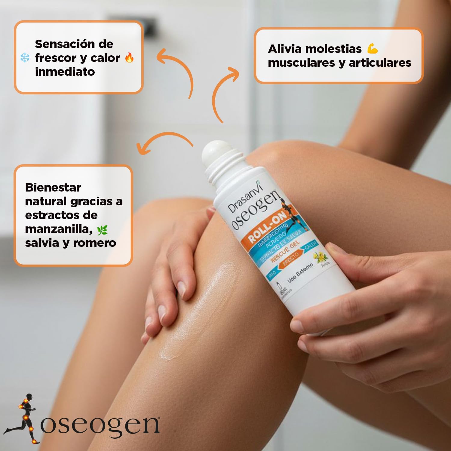 Detalle 2 de OSEOGEN Rescue Gel Roll-On 60 ml para músculos y articulaciones