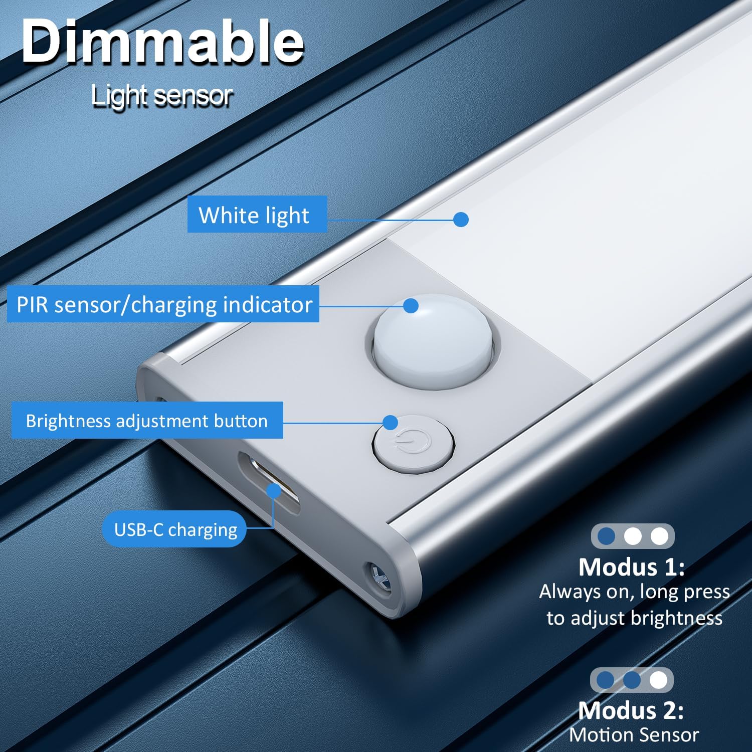 Thumbnail 3 de 1100mAh Rechargeable Under Cabinet LED Motion Sensor Light