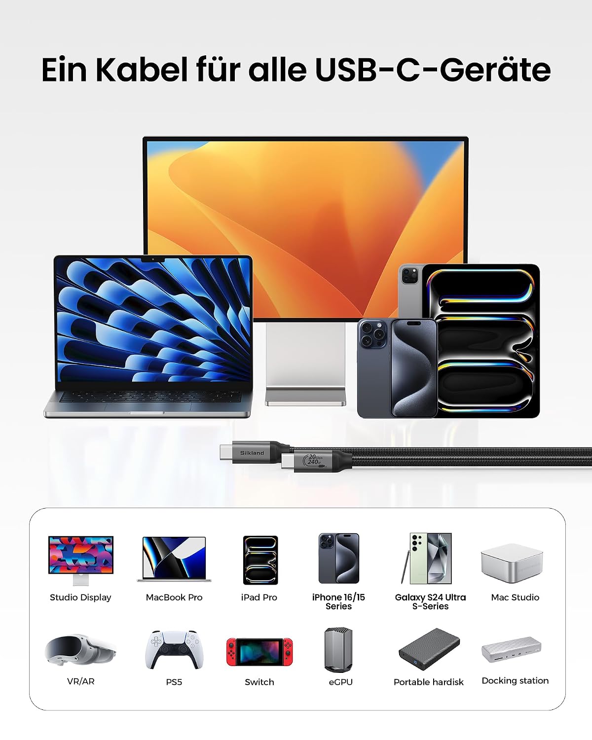 Thumbnail 6 de Silkland USB C 3.2 Gen2×2 Kabel 0,5M
