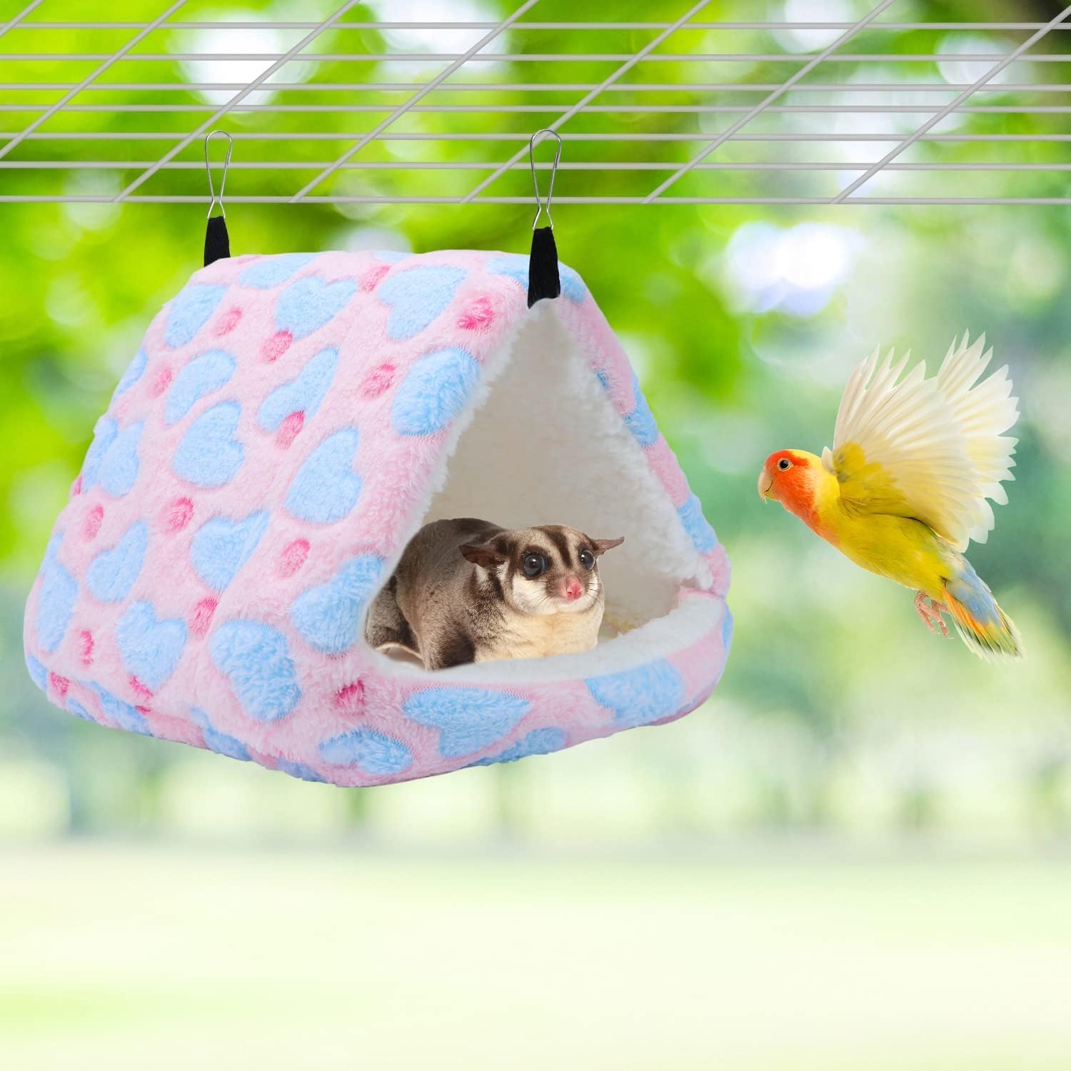 Detalle de ZYYRSS Rat Hammock Soft Ferret Hideout Bed – Warm Pink Resting Cave for Small Pets (24 × 23 × 25 cm)