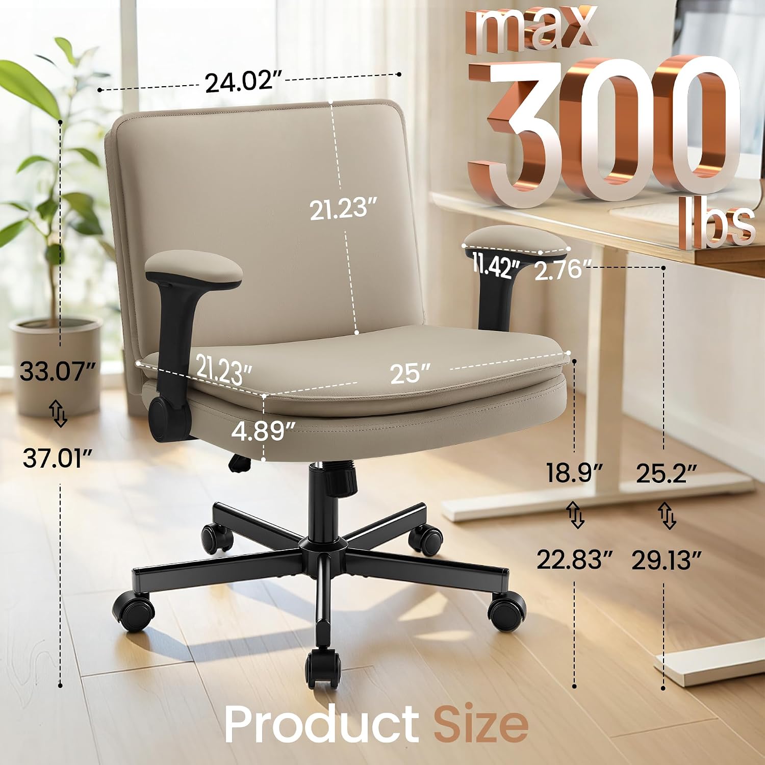 Detalle de Hayelf Criss-Cross Office Chair 25-Inch Seat