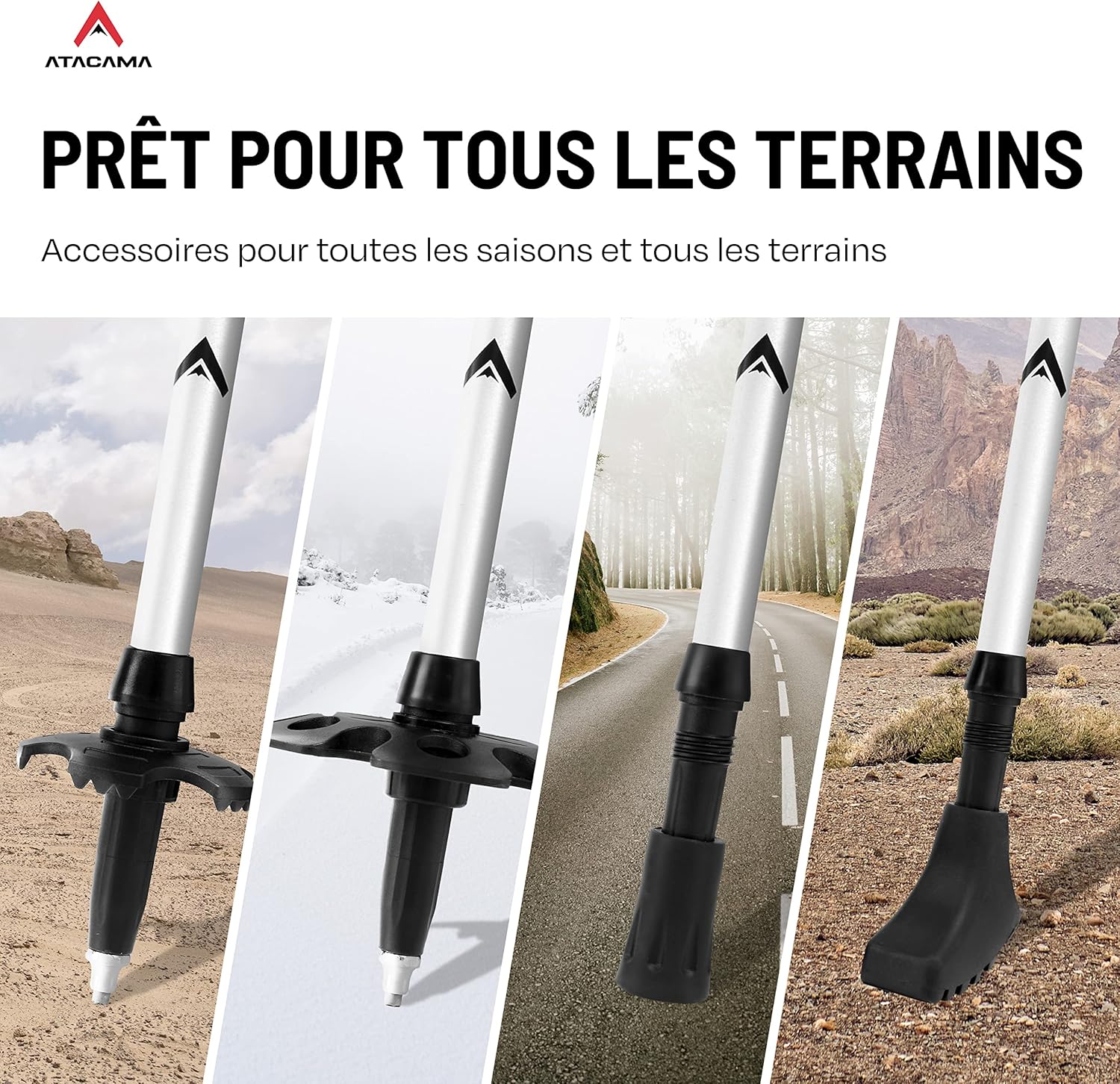 Thumbnail 4 de ATACAMA Bâtons de Randonnée Nordique – ultralégers, pliables et télescopiques en fibre de carbone (63–135 cm) avec poignées en liège