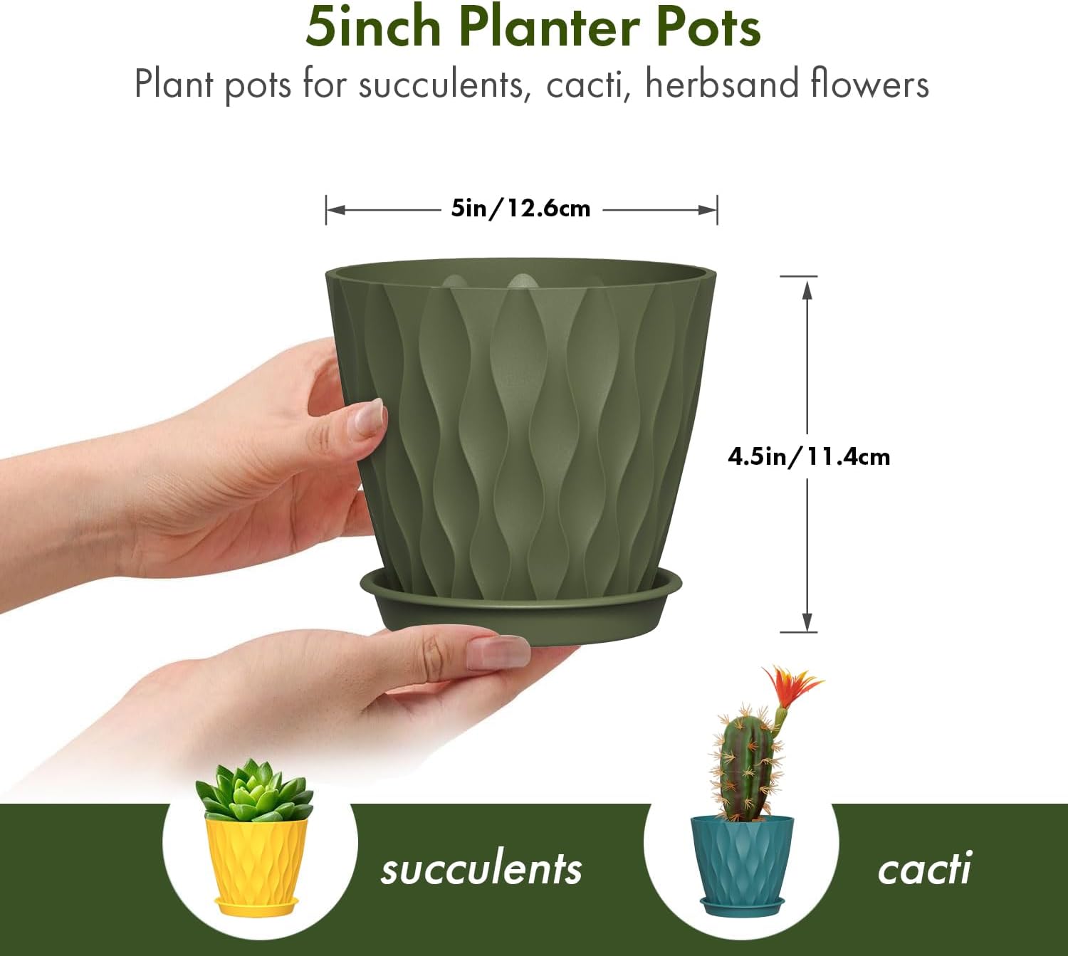 Detalle 2 de Homeuouz 12.5cm Plant Pots 6-Pack