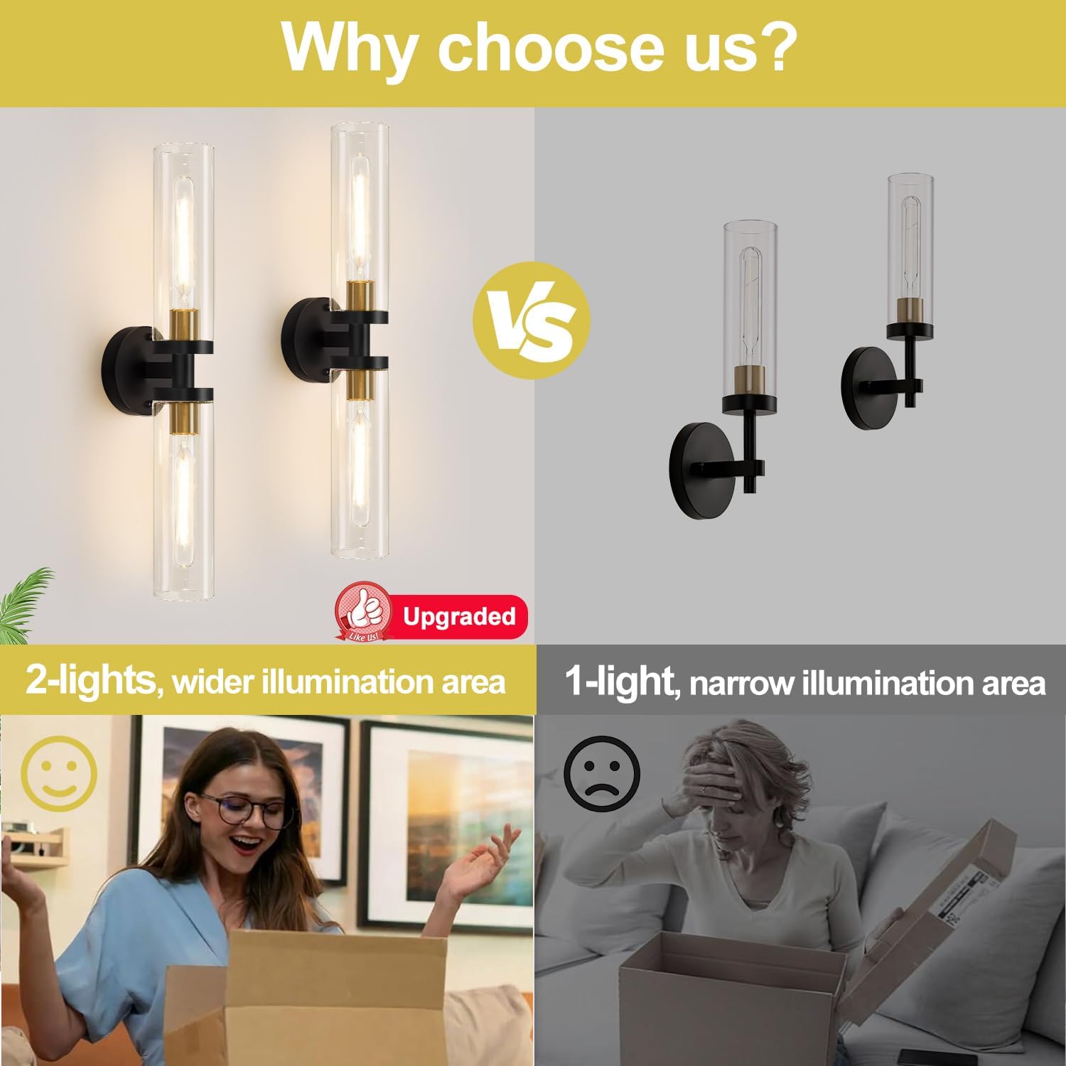 Thumbnail 6 de Indoi Wall Sconces 22" Black Gold Set