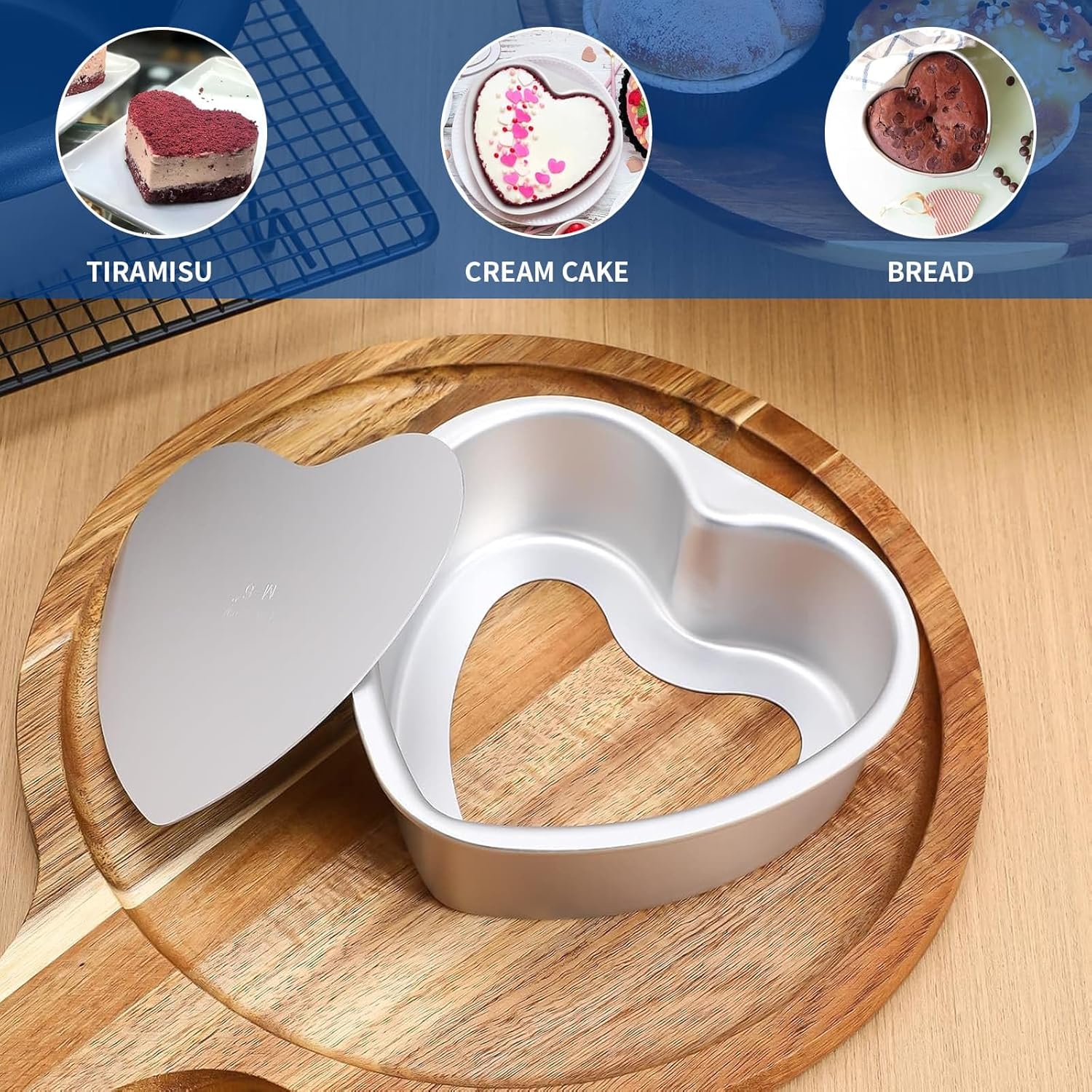 Thumbnail 6 de Eidoct Heart Cake Pan Set (4 Pack) with Removable Bottom – 4/6/8/10in