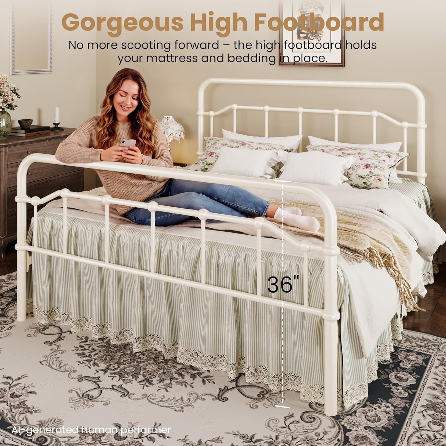 Detalle 1 de SHA CERLIN Metal Bed Frame, Full Size