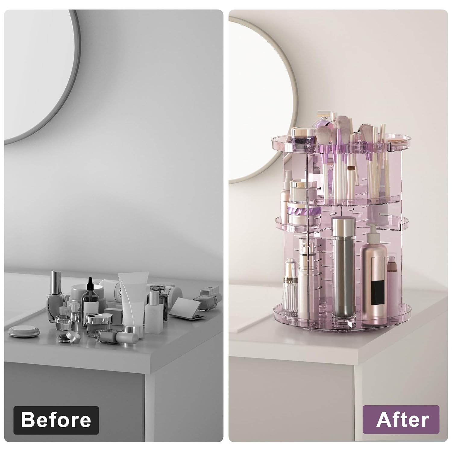 Detalle 1 de Jiavarry RMOT1 Rotating Makeup Organizer with 8 Adjustable Levels