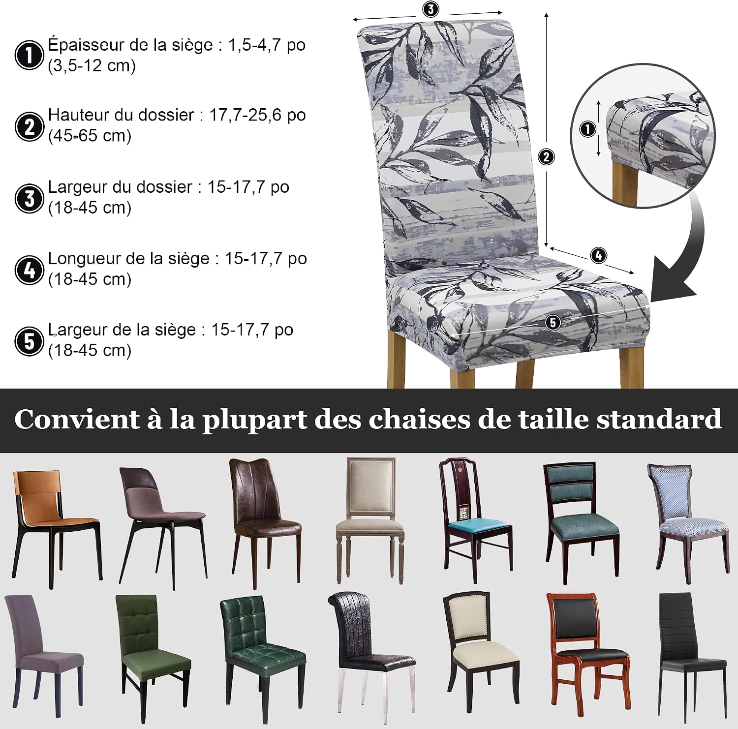 Detalle 2 de Housse chaise haute Jacquard – ensemble 2/4/6 pièces, avec dossiers