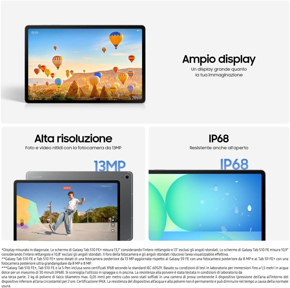 Detalle 2 de Samsung Galaxy Tab S10 FE: tablet Android 10,9'' con S Pen, IP68 e 8 GB RAM