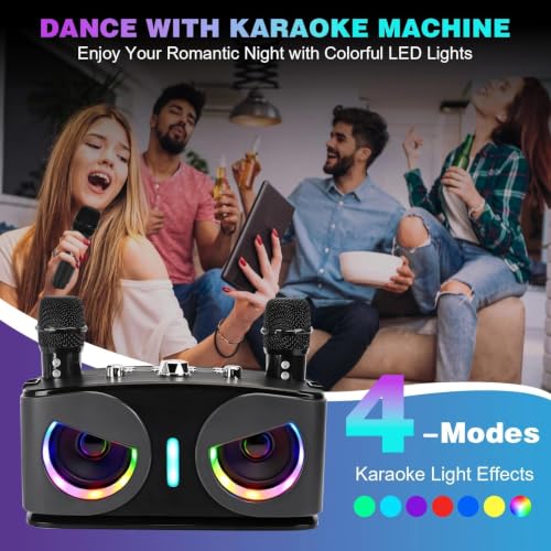 Thumbnail 3 de Máquina de Karaoke Drepint: dúo de micrófonos inalámbricos, Bluetooth 5.3 y luces LED para fiestas