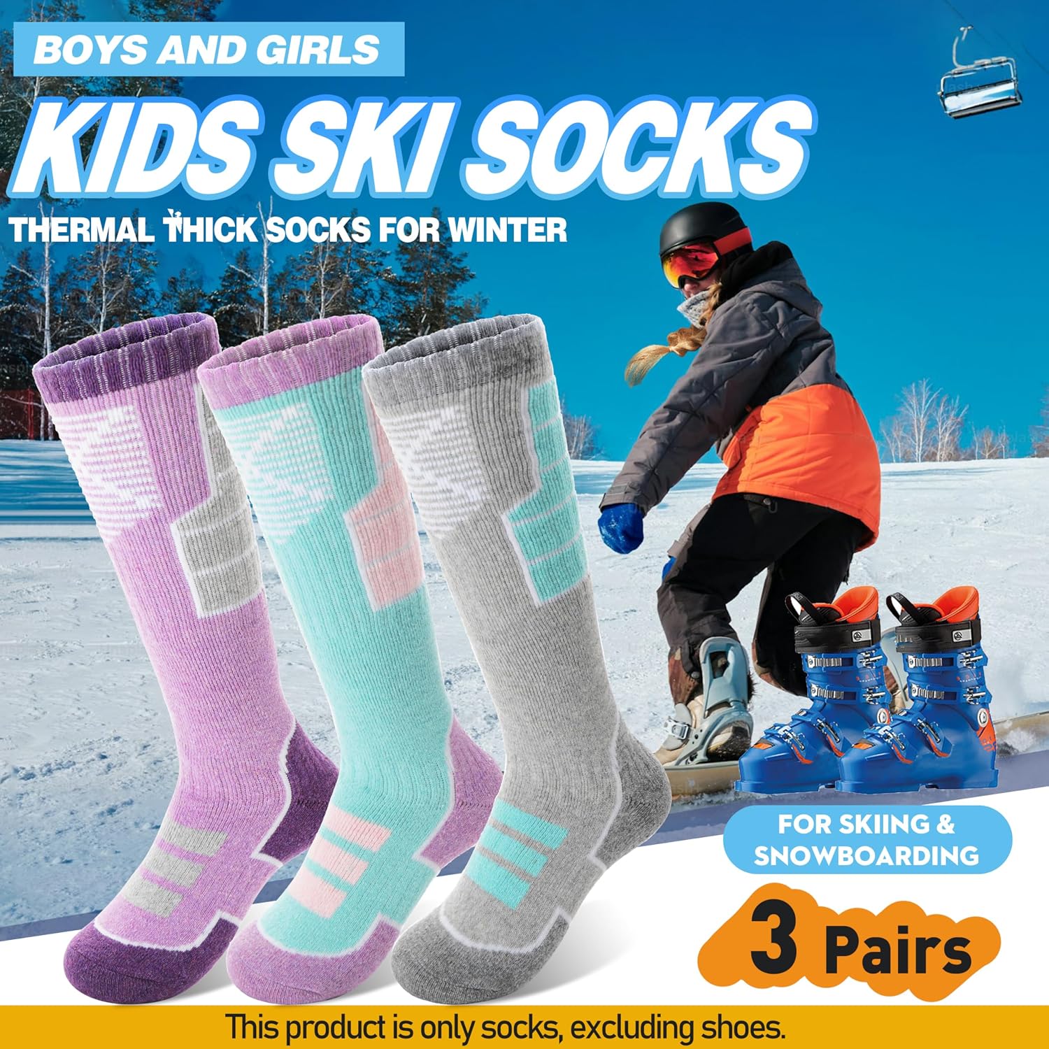Detalle 1 de Anlisim Merino Wool Ski Socks 3-Pack