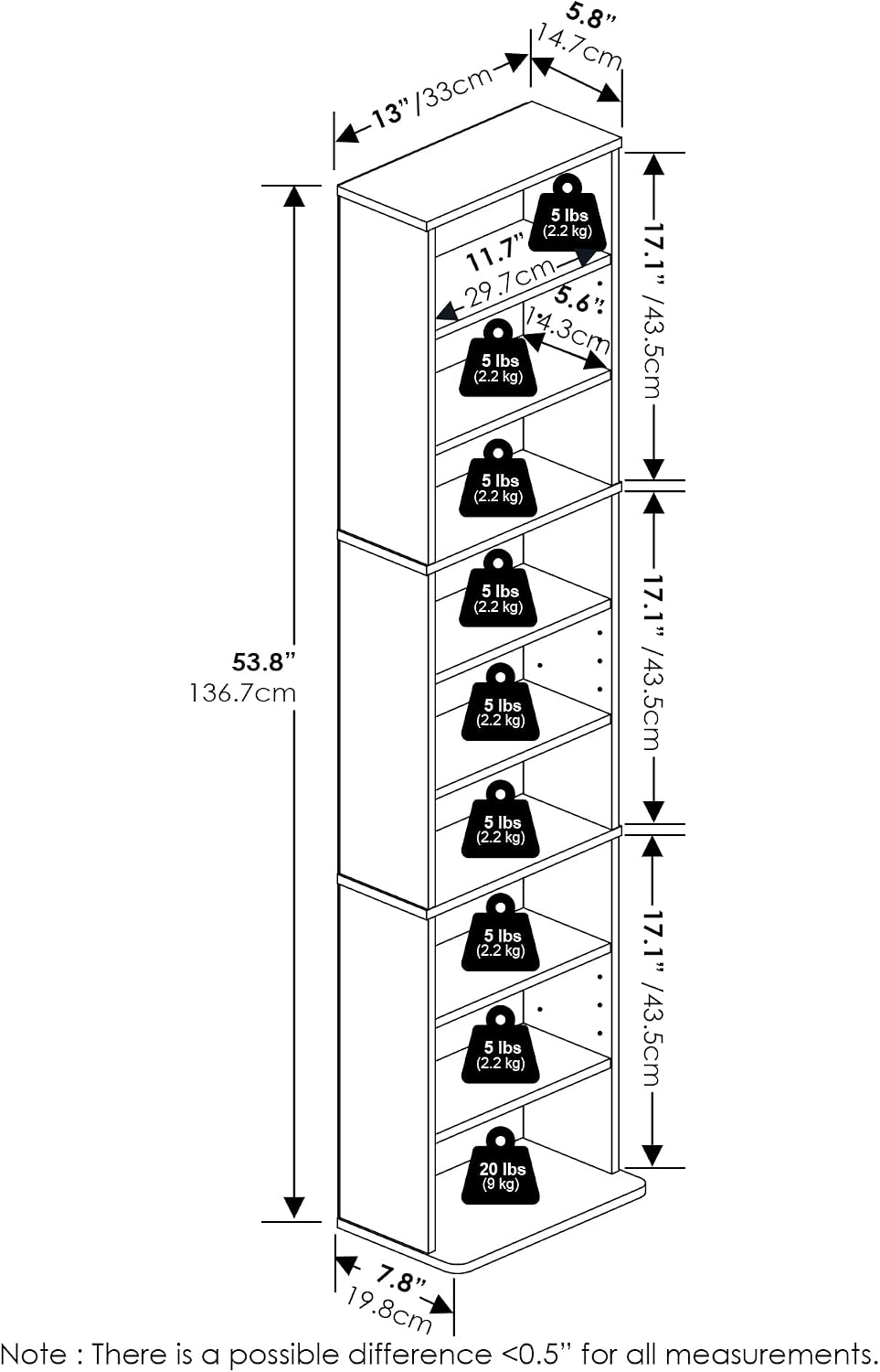 Thumbnail 1 de Furinno Jaya 9-Shelf Tall Narrow DVD Shelf