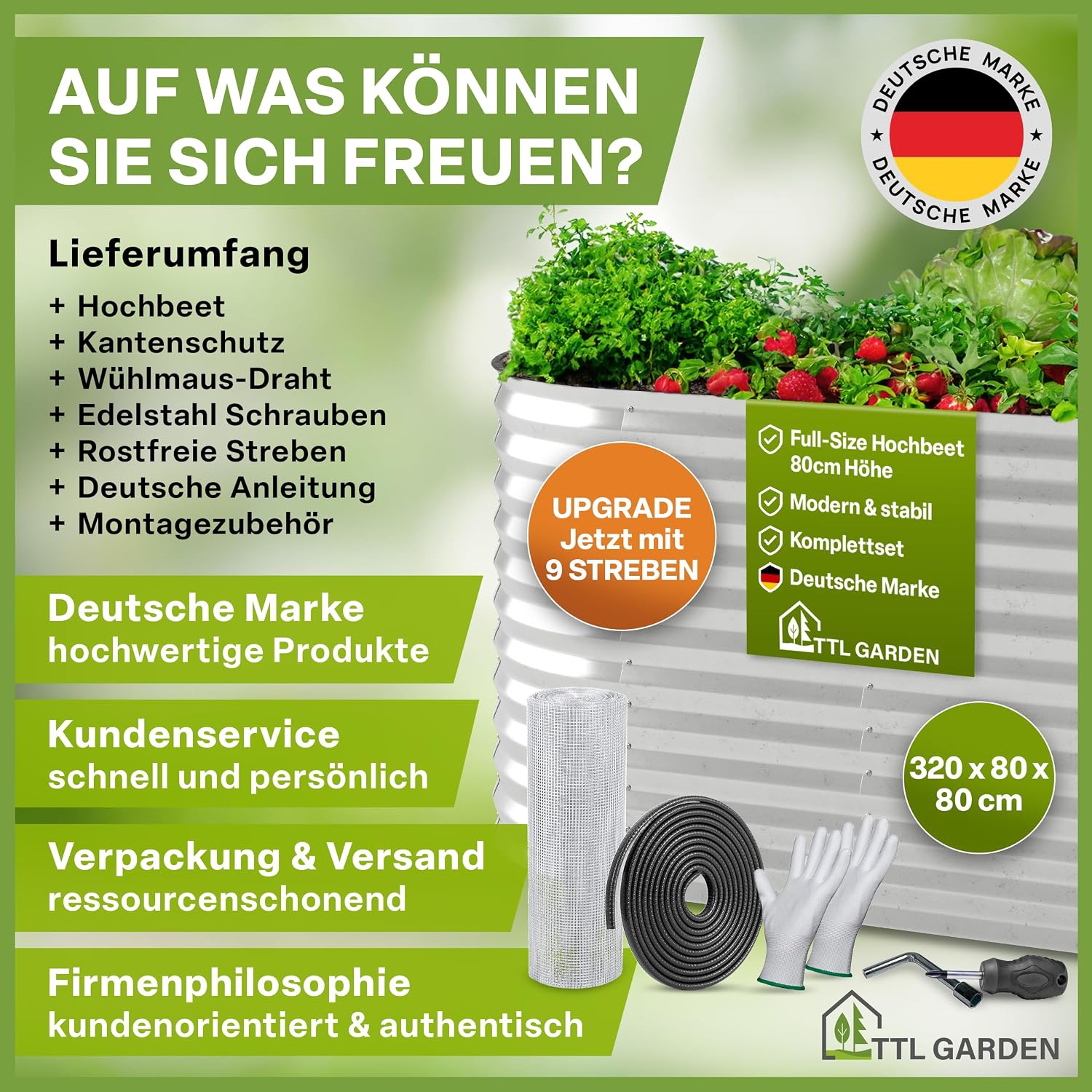 Thumbnail 6 de TTL GARDEN Spirit XL Metall-Hochbeet 320×80×80 cm (oval, silber) – verzinkt & wetterfest