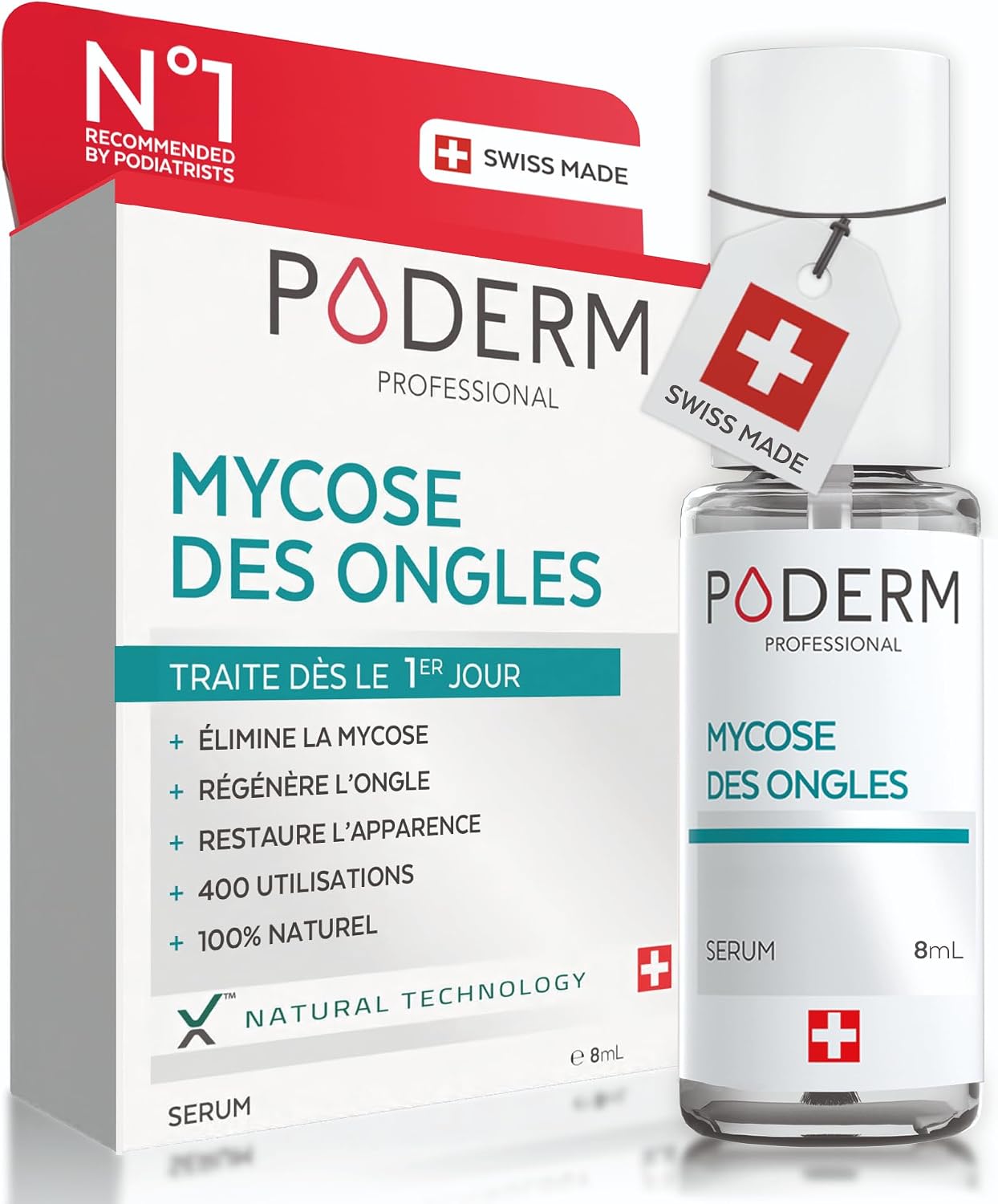 Imagen de PODERM Mycose Ongle 2en1 – Soin antifongique et réparateur 2 en 1 pour pieds et mains, Swiss Made en OfertitasTOP