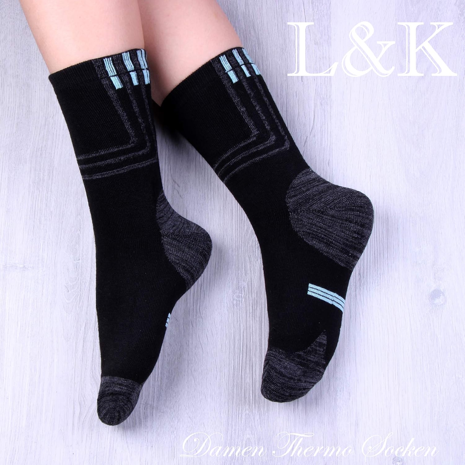 Thumbnail 2 de L&K 6 paia Calze termiche da Donna in Cotone/Wool multicolore – Comfortino unisex