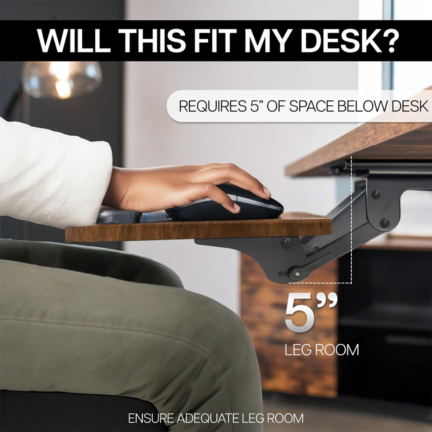Thumbnail 5 de VIVO MOUNT-KB03N Under-Desk Keyboard Tray, 25 x 10-Inch, Vintage Brown