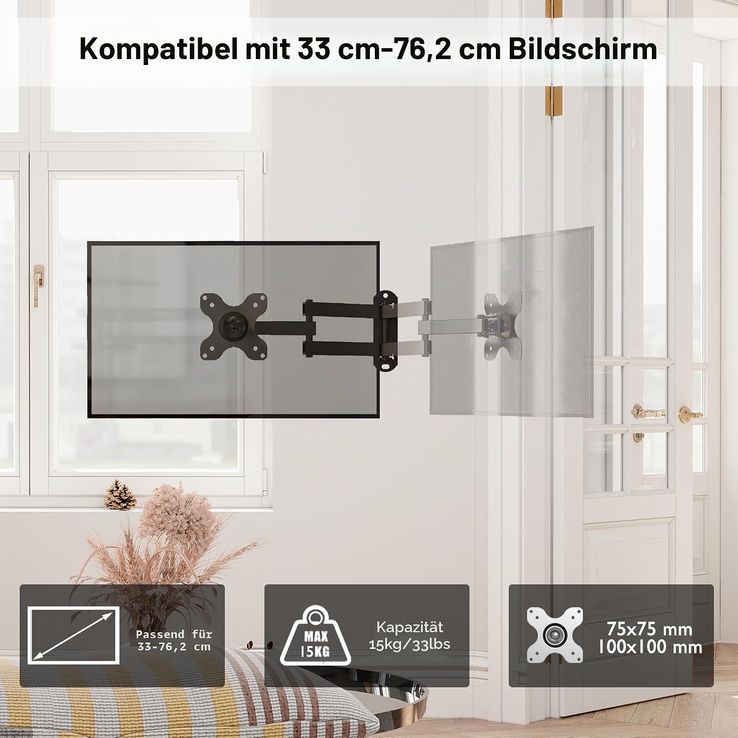 Thumbnail 4 de BONTEC Monitor Wandhalterung 13–30 Zoll, schwenkbar