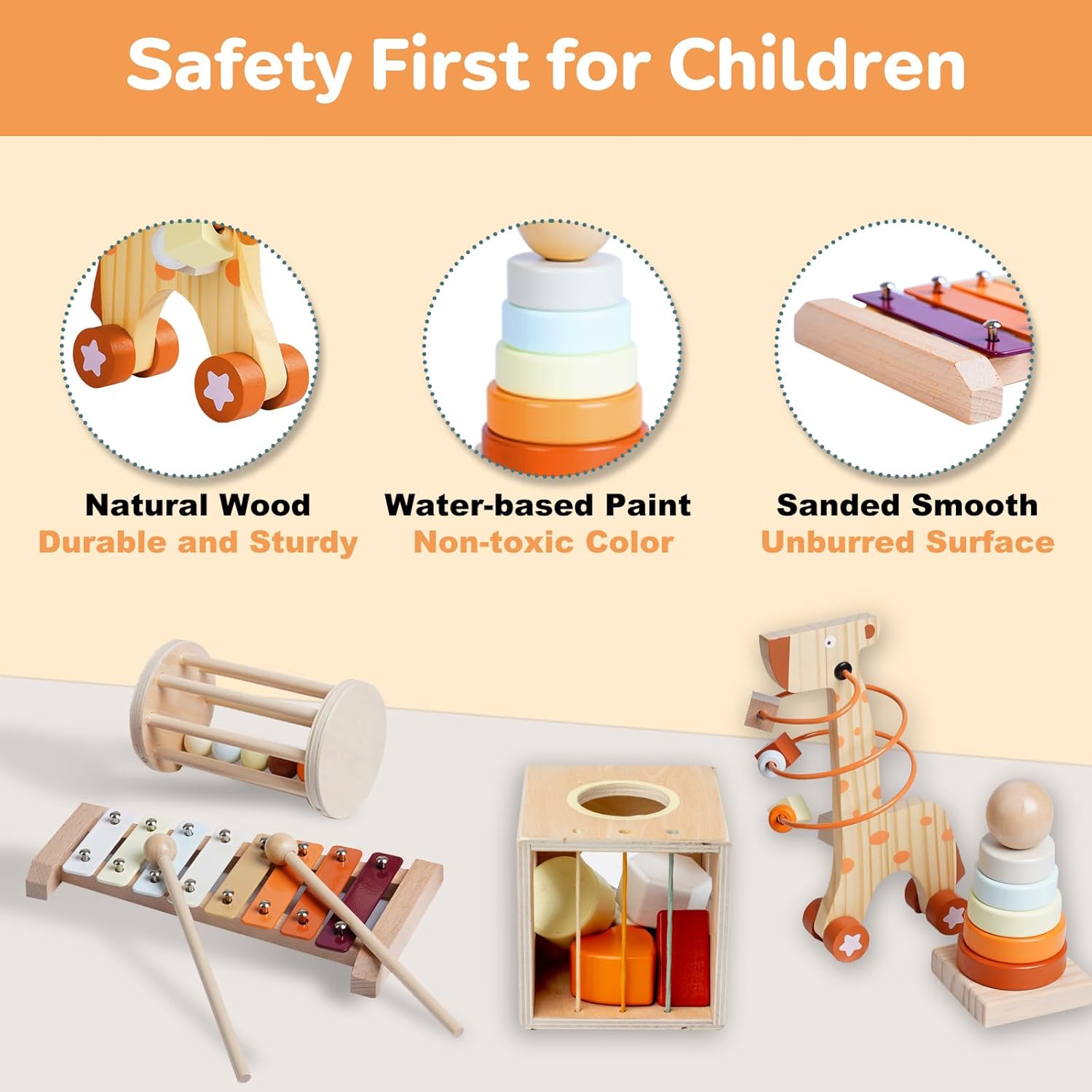 Detalle 2 de Smartwo Wooden Montessori 5-in-1 Toy Set 🎲