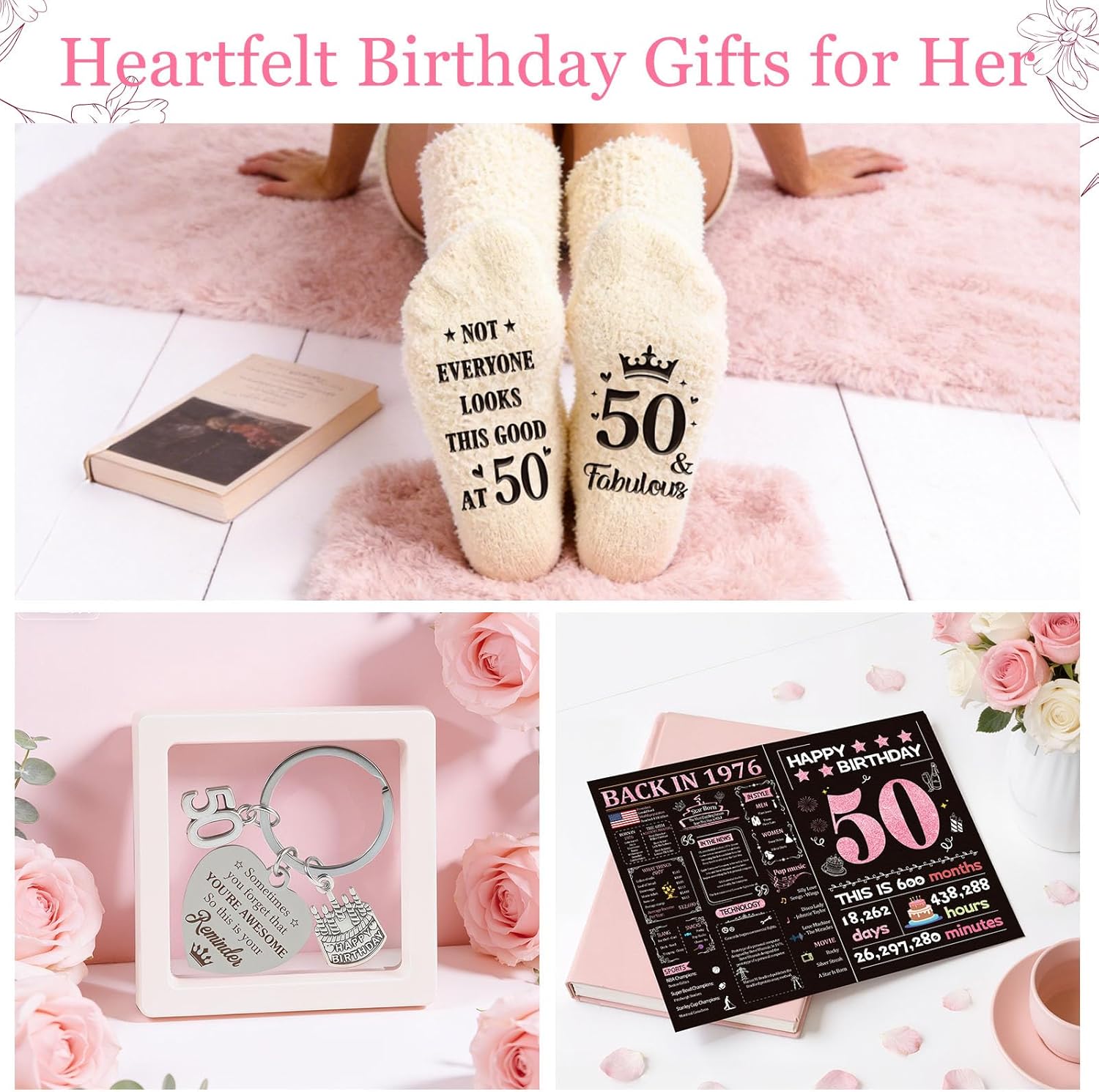 Thumbnail 5 de Giftota 50th Birthday Gifts for Her (Vintage 1976 Gift Basket) — 8-Piece Set for Women