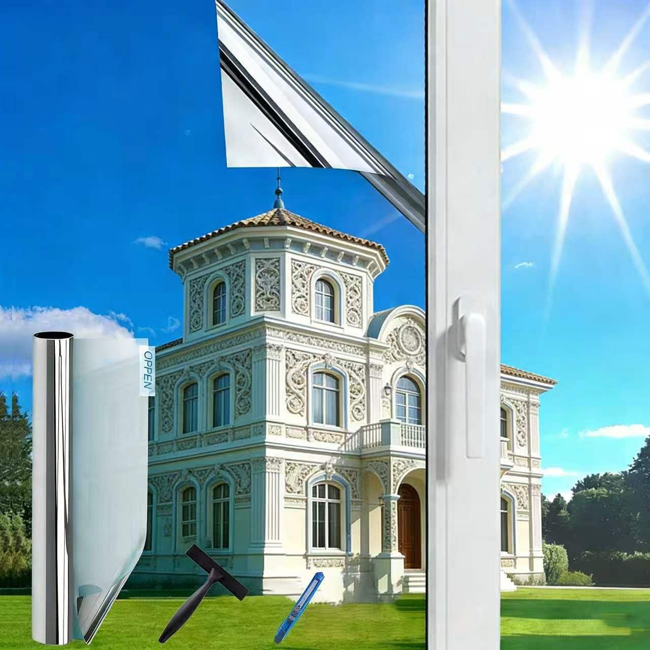 Thumbnail 6 de (44,5 x 200 cm) Fensterfolie Sonnenschutz mit Spiegelfunktion – einseitig blickdicht, UV-Schutz innen oder außen