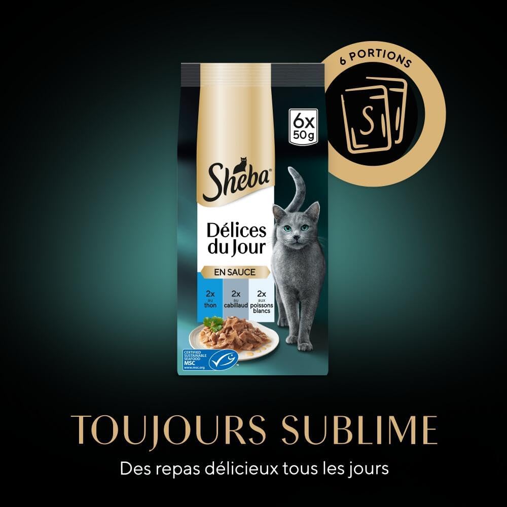 Thumbnail 6 de Sheba Délices du Jour Sachets Fraîcheur pour chat adulte – Sélection aux poissons en sauce (pack 12)