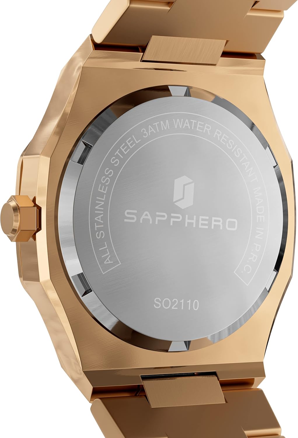Thumbnail 6 de SAPPHERO Orologio Uomo Impermeabile 50M in Acciaio Inox, Quadrante Ottagonale 42 mm, Data Calendario Nero-Blu