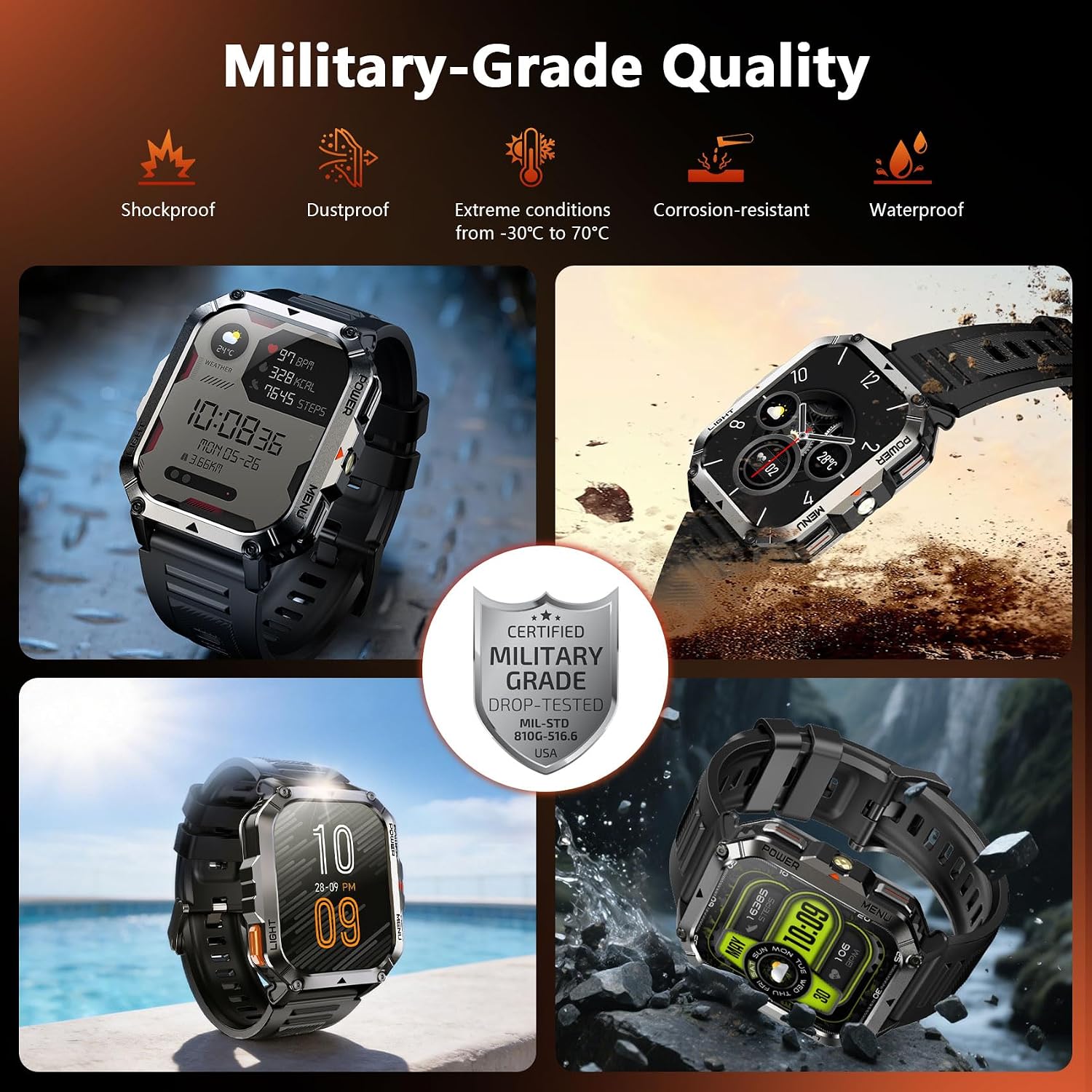 Thumbnail 1 de Blackview Military Smart Watch for Men: rugged outdoor companion with 100-day battery