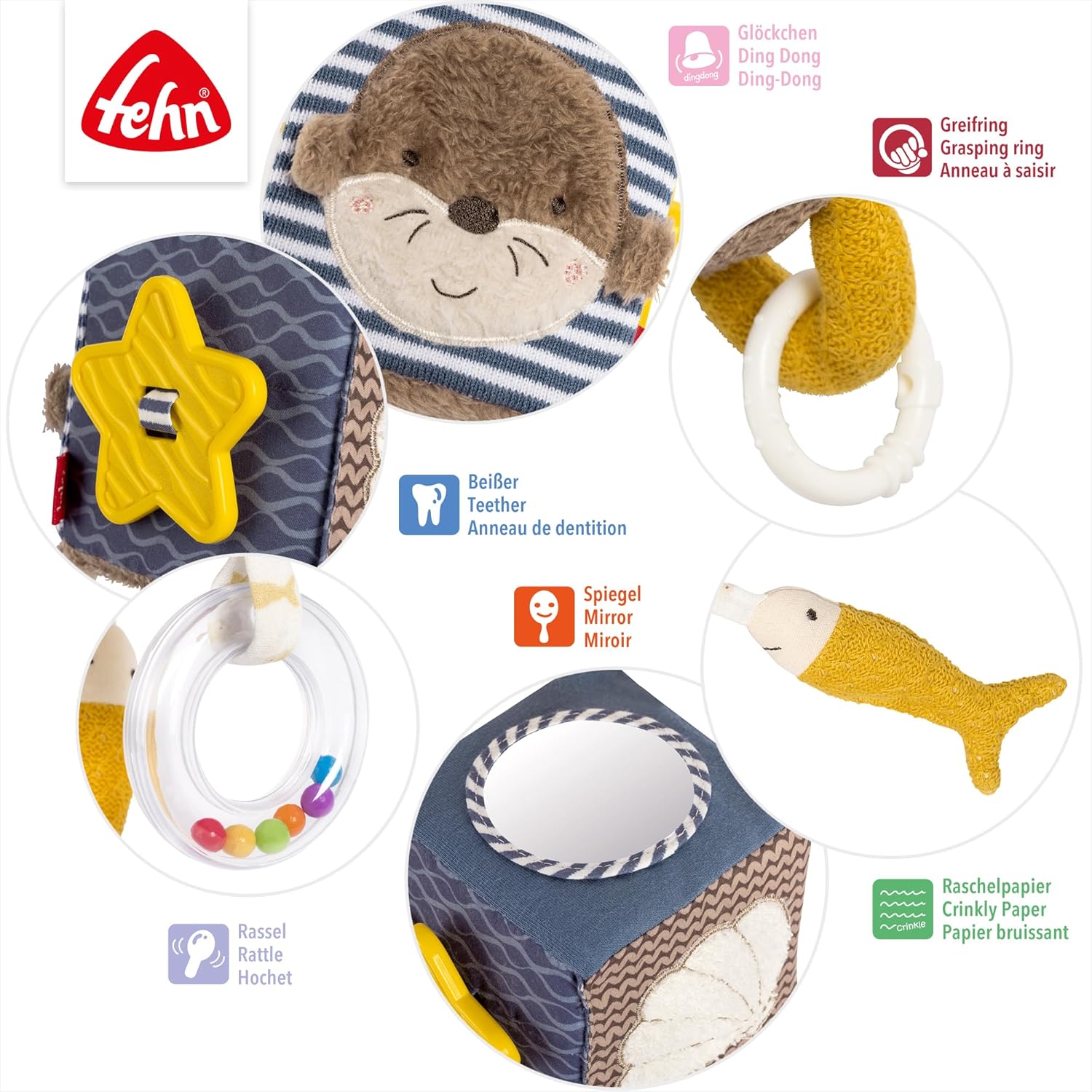 Detalle de Fehn Otter Activity-Würfel Motorik-Spielzeug 10 cm