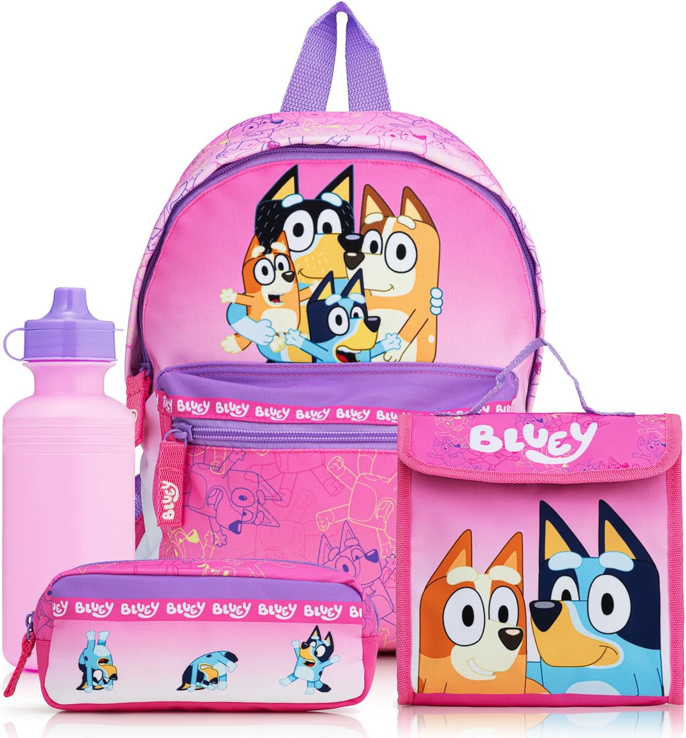 Detalle de Bluey Backpack 4 Piece School Set for Girls – Includes Lunch Bag, Water Bottle & Pencil Case