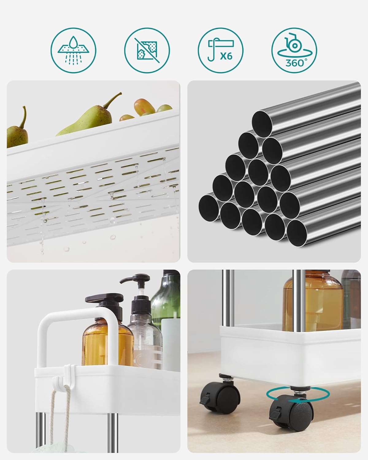 Detalle 2 de SONGMICS KSC018W01 Carrello da cucina 40×13,5×93 cm
