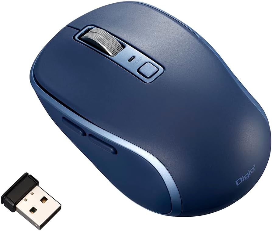 Detalle de ナカバヤシ Digio2 Z0180 ワイヤレスマウス 静音5ボタン BlueLED ネイビー