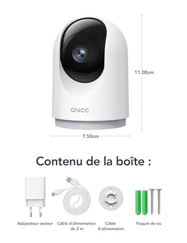 Thumbnail 8 de GNCC Caméra Surveillance WiFi Intérieure 2K 3MP pour Bébé/Animaux (Lot de 1)