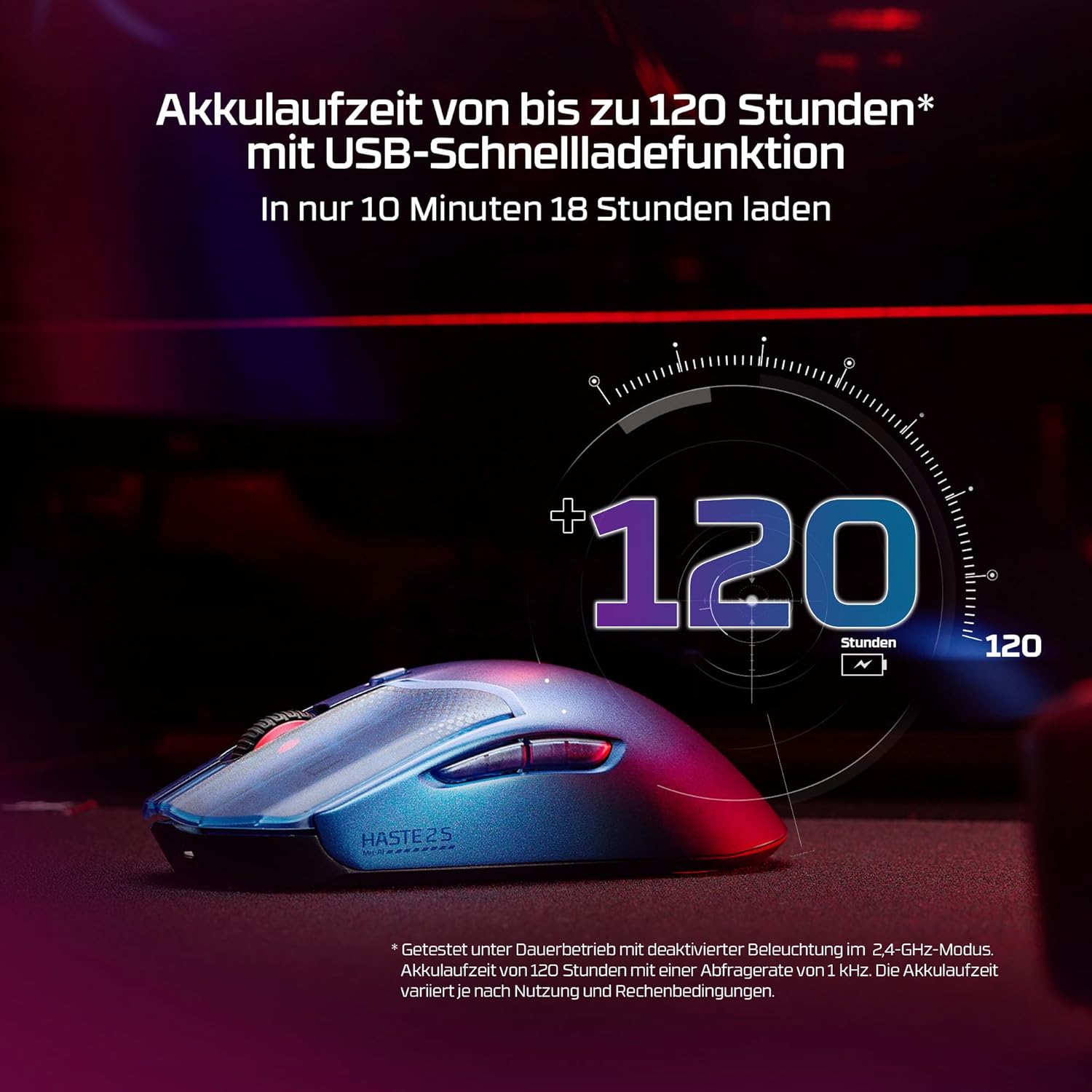 Thumbnail 5 de HyperX Pulsefire Haste 2 S kabellose Gaming-Maus (Magnesiumgehäuse, 64 g, 120 h Akku) – Silber